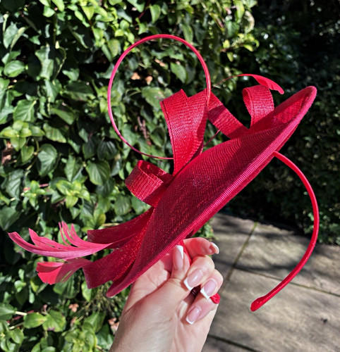 John lewis red - john, fascinator