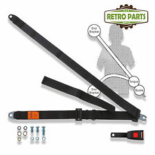 Classic Car Static Seat Belt Front 3 Fixing Points 15cm Buckle Black R315P