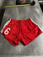 adidas shiny nylon sprinter shorts vintage Medium Red White Football No6 China