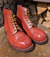 Rare Vintage Late 60's Tosava's Red/Brown  Steel Toe Commando Sole Skinhead UK 8