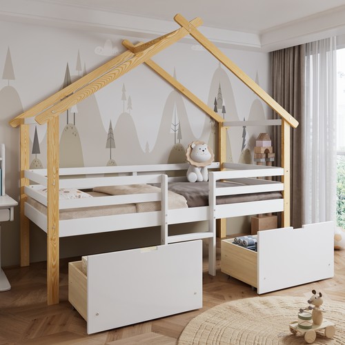White wooden kids house - white,