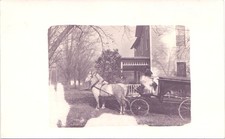 HORSE-DRAWN HEARSE c1910 real photo postcard rppc funeral wagon house yard
