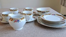 Antique/Vintage Victoria China Czechoslovakia Floral 15 pc Tea Set 