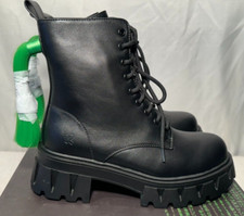 Koi Vegan Womens Size UK 4 / 37 Vita Black Faux Leather Chunky Sole Ankle Boot