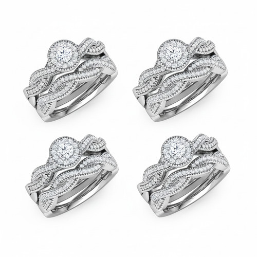Round moissanite ring set - ring, 925