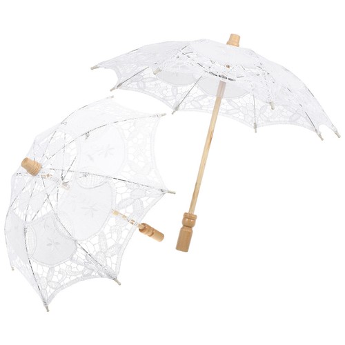 Vintage white lace parasol - white,