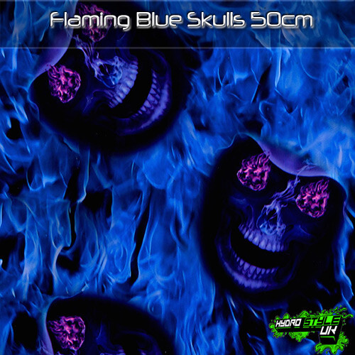 Rolled blue flaming - blue, skulls