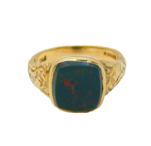9ct yellow gold - gold, bloodstone