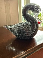 art Glass grey Swan  hand