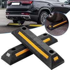 2x Heavy Duty Parking Wheel Stopper Garage Stop Assist Rubber Block Car Truck UK
