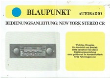 BLAUPUNKT NEW YORK CAR RADIO CASSETTE PLAYER 1979 OPERATING INSTRUCTIONS