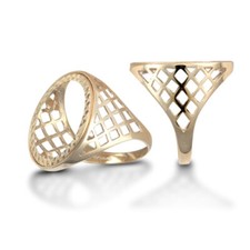 9ct Yellow Gold Hallmarked Half Sovereign Ring Mount with Basket Sides