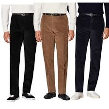 MENS CORDUROY CORD COTTON FORMAL CASUAL TROUSER WITH POCKETS SMART PANT SIZE