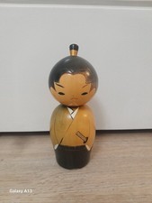 Wooden Japanese Kokeshi Doll Young Boy Samurai Hand Painted