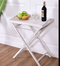 Folding side table with tray