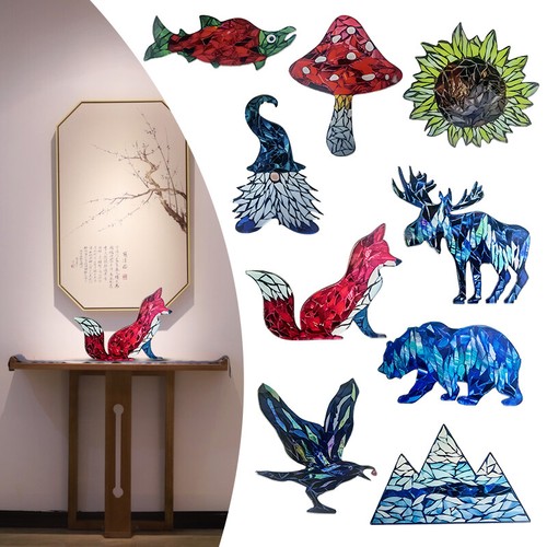 Stained glass mountain range - stained,