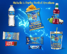 Personalised Sonic Birthday Party Bundle/Chip Bags/Labels/Wrappers/Goody Bag