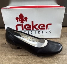Rieker Antistress Slip On Black Leather Shoes Size Uk 6.5