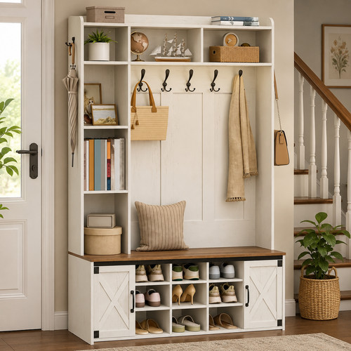 Hall tree coat rack shoe - tree,