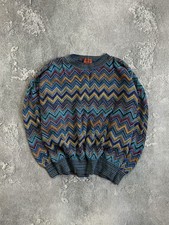 Vintage Missoni Aztec Print Multicolour Knitted Top Sweater Stripped Size 50