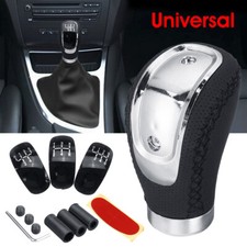 Universal Car Manual Gear Shifter Stick Leather Shift Knob Lever 5 6 Speed 3 Cap