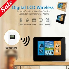 Digital LCD Indoor & Outdoor Weather Station Clock Calendar Thermometer Wireless