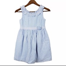 Lilly Pulitzer Girls Georgina Dress Coastal Blue Seersucker Size 10