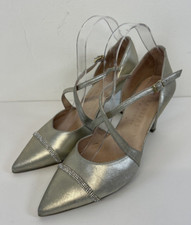 Hispanitas Heels Silver Metallic Leather High Crossover Diamante UK 7 Party