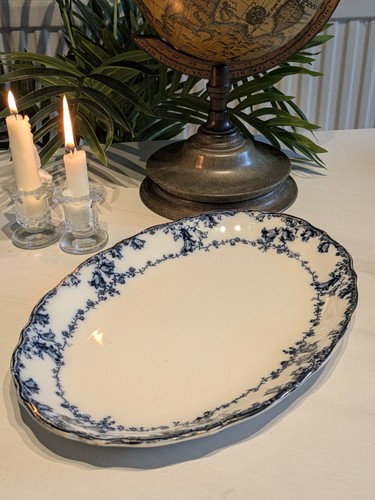 Antique flow blue platter - flow,