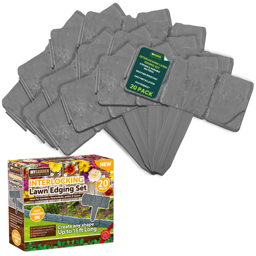 Interlocking lawn edging set - interlocking,