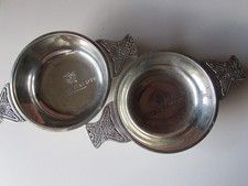 TWO SCOTTISH PEWTER QUAICH CLASSIC MALTS OF SCOTLAND  TASTER BY QUAICH CO. SMALL