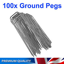 100x GALVANISED METAL U PINS GARDEN GROUND MEMBRANE TURF PEGS HOOKS STAPLES WEED