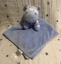 Primark Early Days Hippo Zebra Blue White Comforter Plush Soft Toy 42cm x 45cm