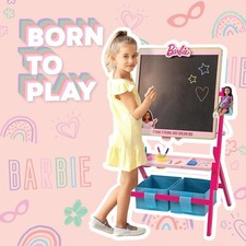 Barbie - 2-in-1 Wooden Rotating Floor Standing Art Easel for Creative Play