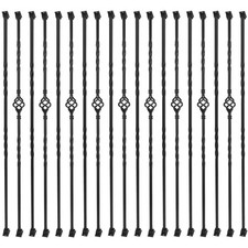 30 Pack Iron Balusters Stair Spindles Hollow Single Basket Black Iron Spindles