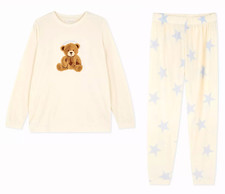 Ladies Micro Fleece Pyjamas TEDDY BEAR Women 6 to 28 Soft Cosy Nightwear Primark