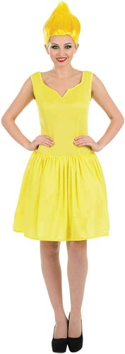Adult yellow pixie troll doll - yellow,