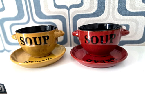 Soup and bread set red - set, in