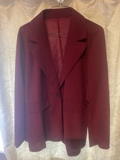 Ladies Trouser Suit - Burgundy - 14/16 - Lightweight Smart Business Occasion 