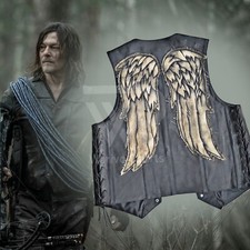 Walking’s Dead Cosplay Daryl Dixon Vest Real Leather Handmade Angel Wings Vest