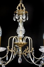 5 fl. French chandelier Ceiling Light brass crystal Swarowski restored