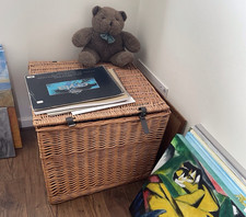 Large vintage brown - brown, wicker