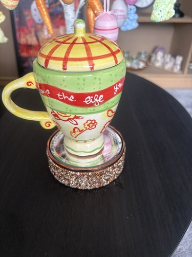 Hand painted ceramic - hand, lidded