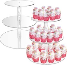 3/4/5 Tier Round Cupcake Stand Dessert Tower Clear Acrylic Display Cake Stand UK