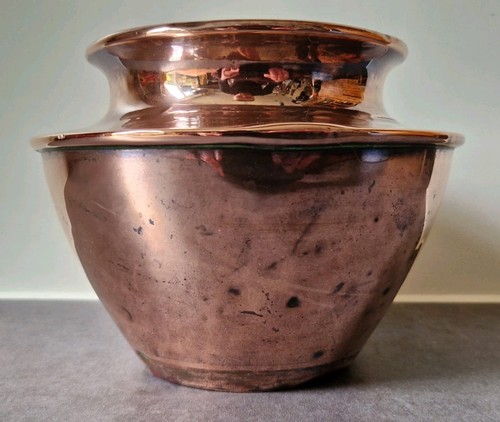 Antique copper vase pot - copper, flared