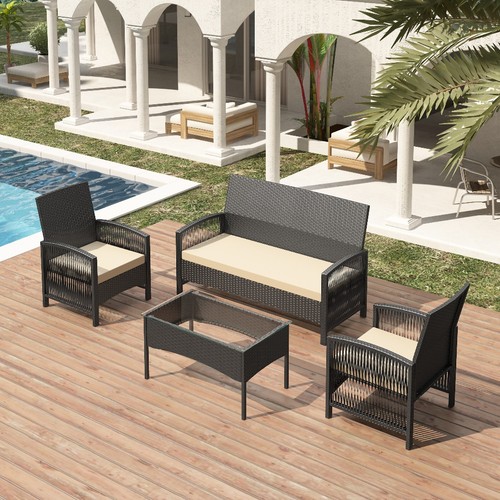 4pcs rattan garden furniture - garden,
