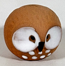 Bristolia Japan Small Pottery White Enamel Eye Baby Owl Owlet Figurine