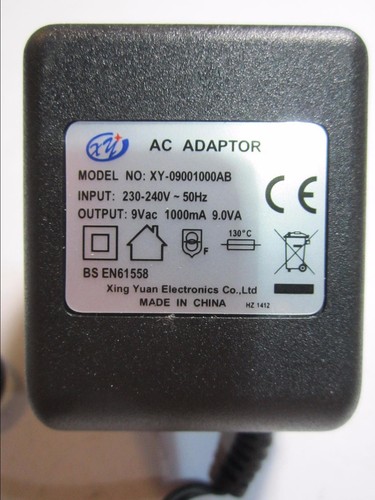 Replacement ac adaptor - 9v, ac-ac