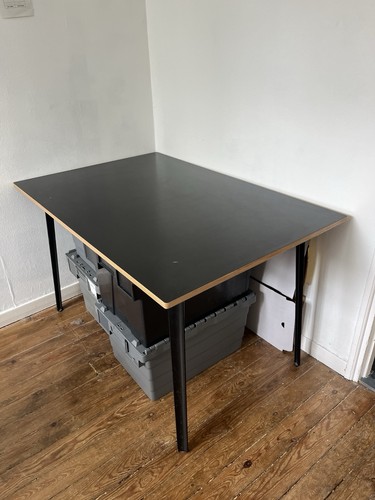 Black wooden desk - wooden,