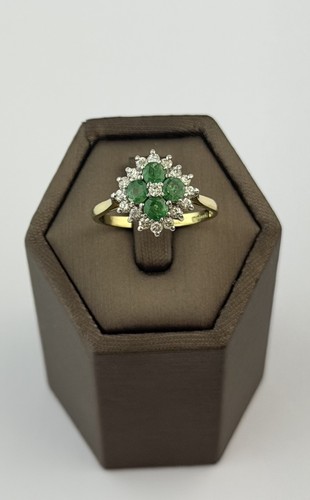Emerald and diamond 18ct gold - and,